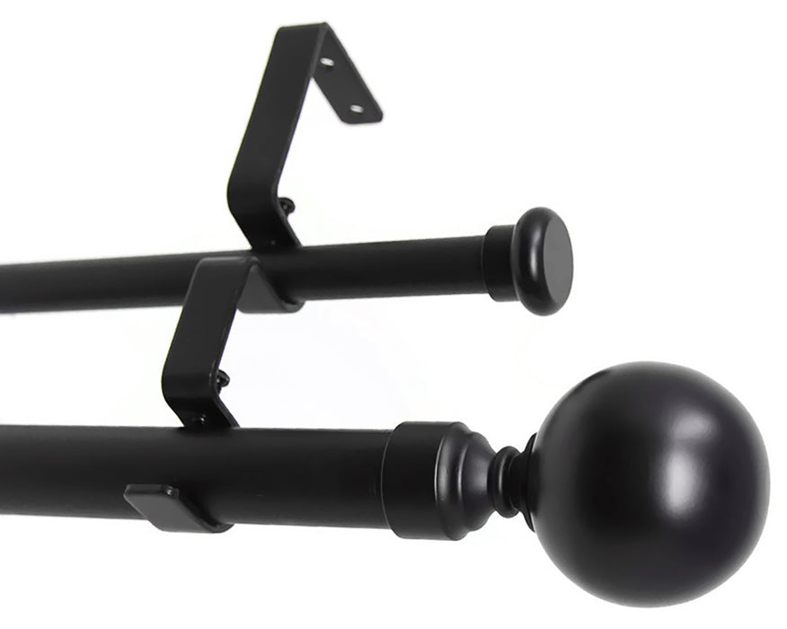 Urbanest Steel Ball Flat Button 1" 5/8" Double Drapery Curtain Window Rod Set