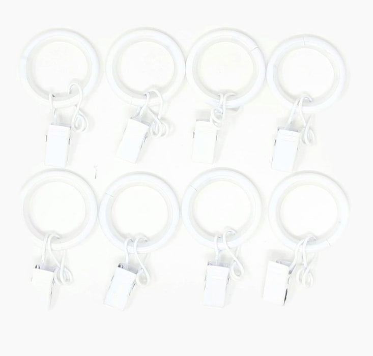 Urbanest 1-inch Metal Curtain Rings with Clips, Eyelets and Nylon Inserts Quiet Smooth (Set of 8), Fits up to 3/4 Inch Rod