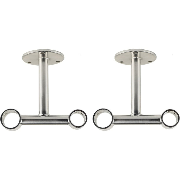 Double Ceiling Bracket for Curtain Rod, Fits 1-inch Front Rod and 5-8 inch Back Rod