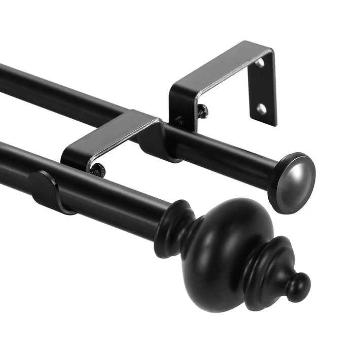 Urbanest Round Urn Adjustable Double Drapery Curtain Rod Set, 5-8"