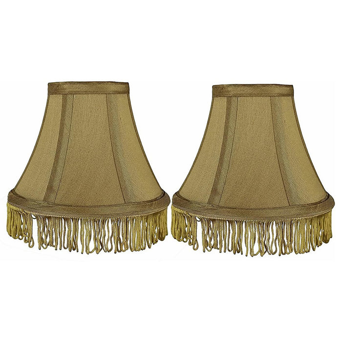 Silk Bell Lamp Shade with Fringe, Spider-fitter, 5-inch by 9-inch by 7-inch
