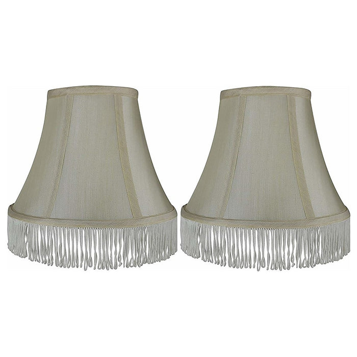 Silk Bell Lamp Shade with Fringe, Spider-fitter, 5-inch by 9-inch by 7-inch