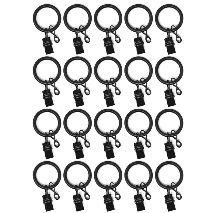 20PCS Solid Metal Window Drapery Curtain Panel Ring with Eyelet, 1" Inner Diameter, Fits Up to 3/4" Rod Multicolor