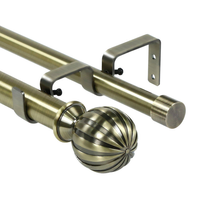 Urbanest Fluted Ball Manhattan 1-inch 3-4 inch Double Drapery Curtain Window Rod Set