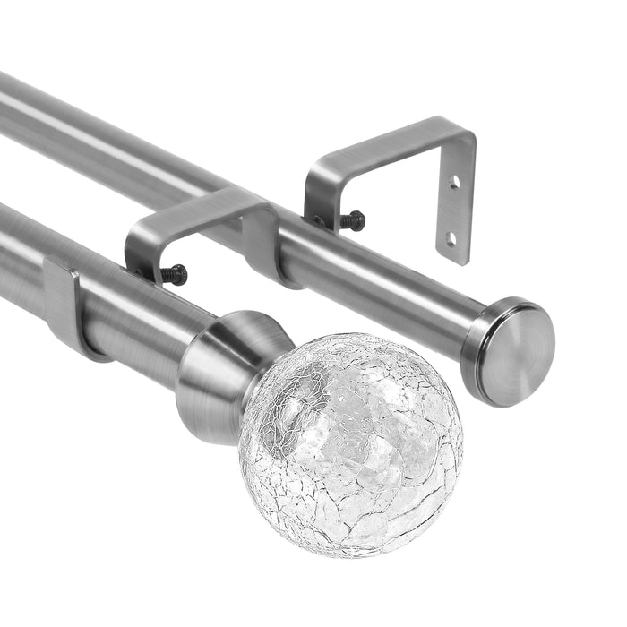 Urbanest Crackle Glass Flat Button 1-inch 3-4 inch Double Drapery Curtain Window Rod Set