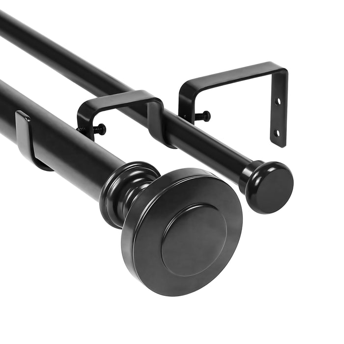 Urbanest Semplice Flat Button 1-inch 5-8 inch Double Drapery Curtain Window Rod Set