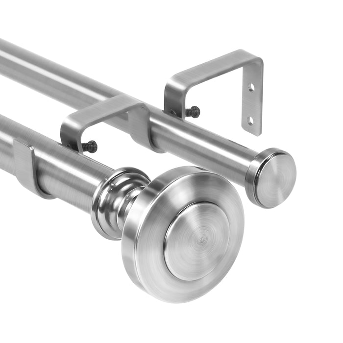 Urbanest Semplice Flat Button 1" 3/4" Double Drapery Curtain Window Rod Set