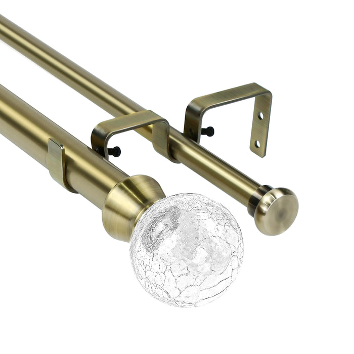 Urbanest Crackle Glass Flat Button 1-inch 5-8 inch Double Drapery Curtain Window Rod Set