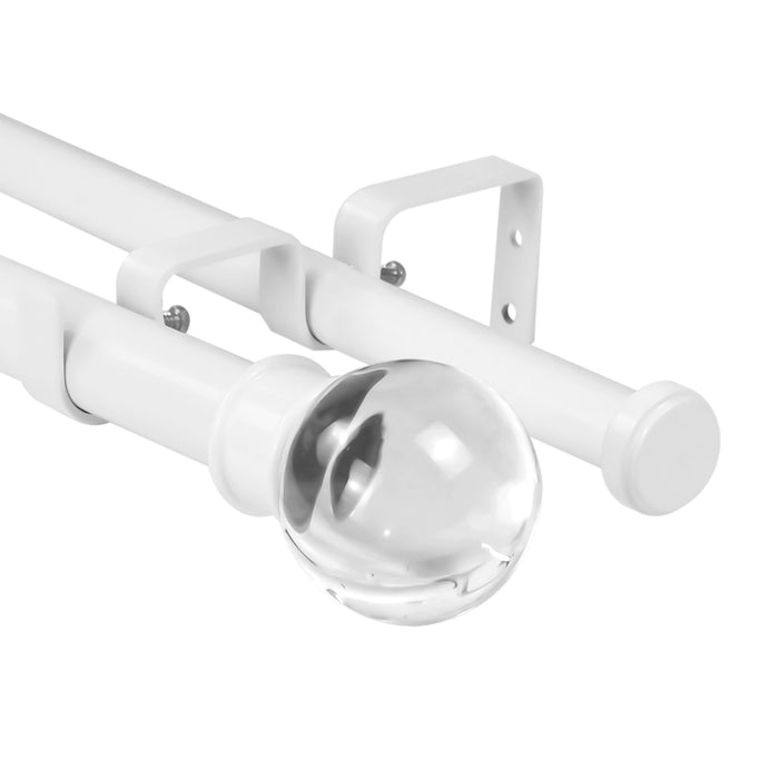 Urbanest Crystal Ball Flat Button 1" 3/4" Double Drapery Curtain Window Rod Set