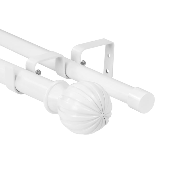 Urbanest Fluted Ball Manhattan 1-inch 3-4 inch Double Drapery Curtain Window Rod Set