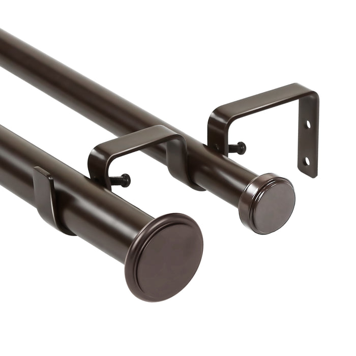 Urbanest Bouton Flat Button 1-inch 3-4 inch Double Drapery Curtain Window Rod Set