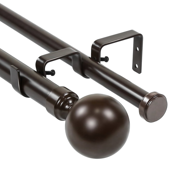 Urbanest Steel Ball Flat Button 1" 3/4" Double Drapery Curtain Window Rod Set