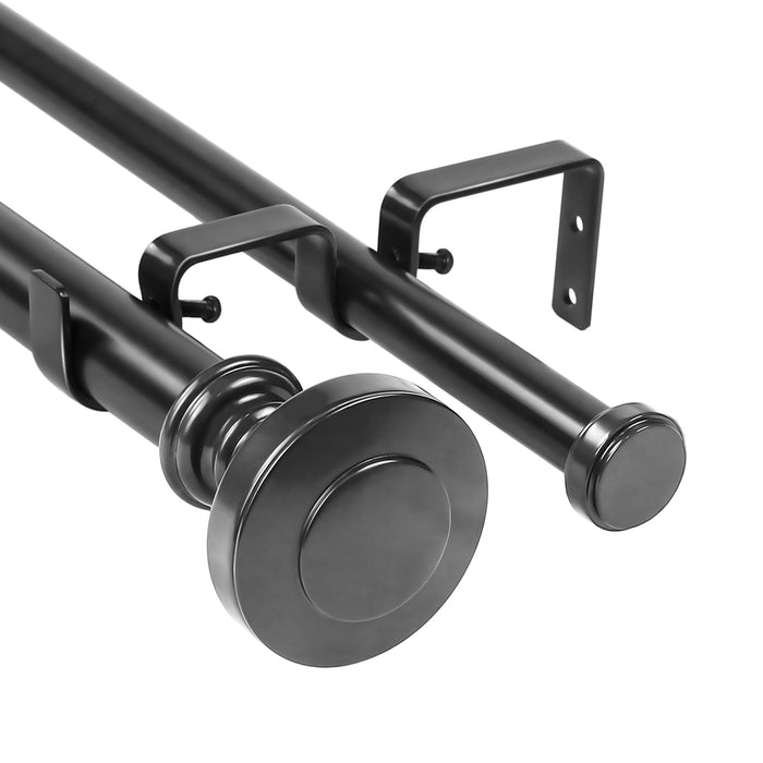 Urbanest Semplice Flat Button 1" 3/4" Double Drapery Curtain Window Rod Set