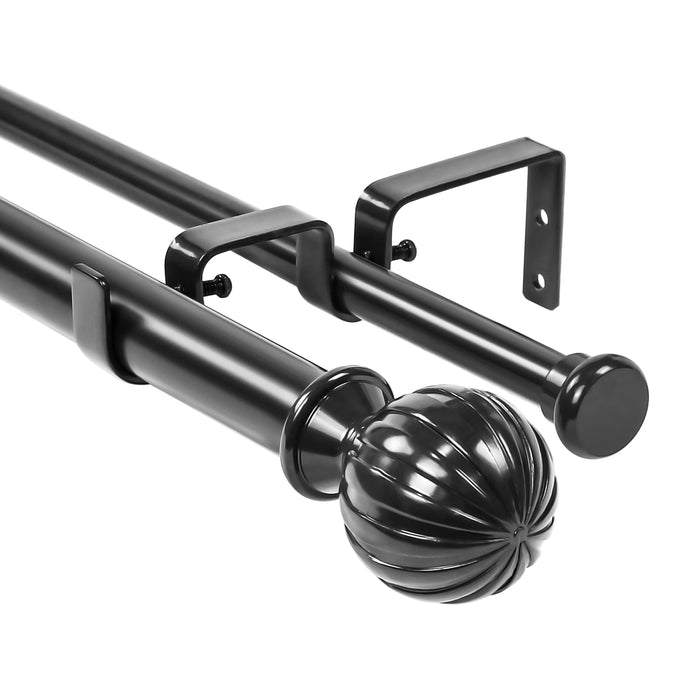 Urbanest Fluted Ball Flat Button 1-inch 5-8 inch Double Drapery Curtain Window Rod Set