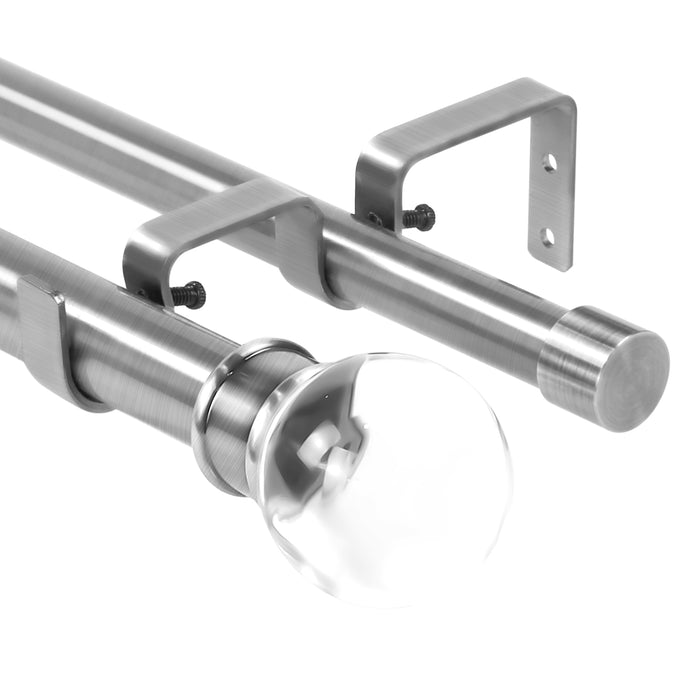 Urbanest Crystal Ball Manhattan 1-inch 3-4 inch Double Drapery Curtain Window Rod Set