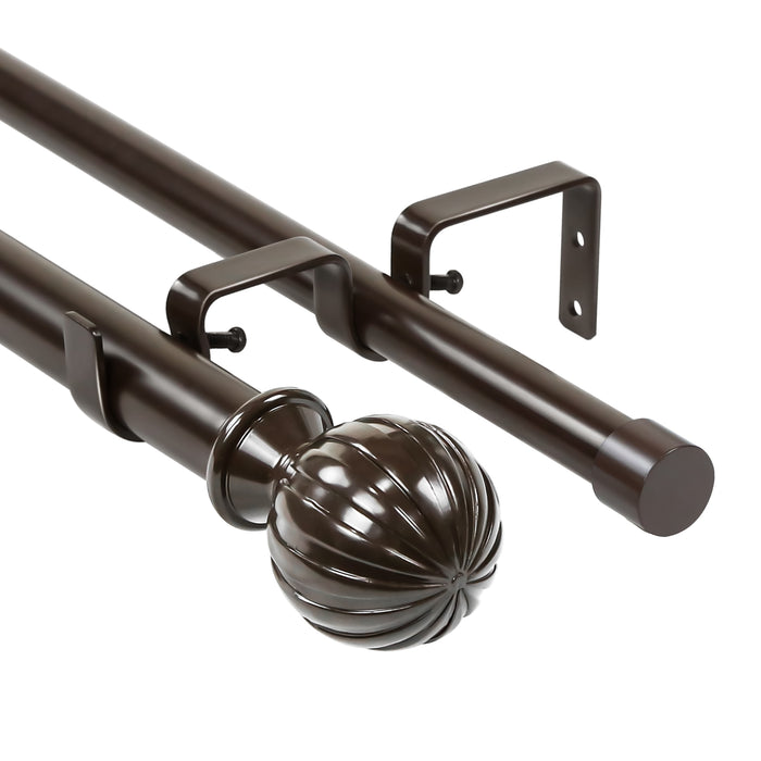 Urbanest Fluted Ball Manhattan 1-inch 3-4 inch Double Drapery Curtain Window Rod Set