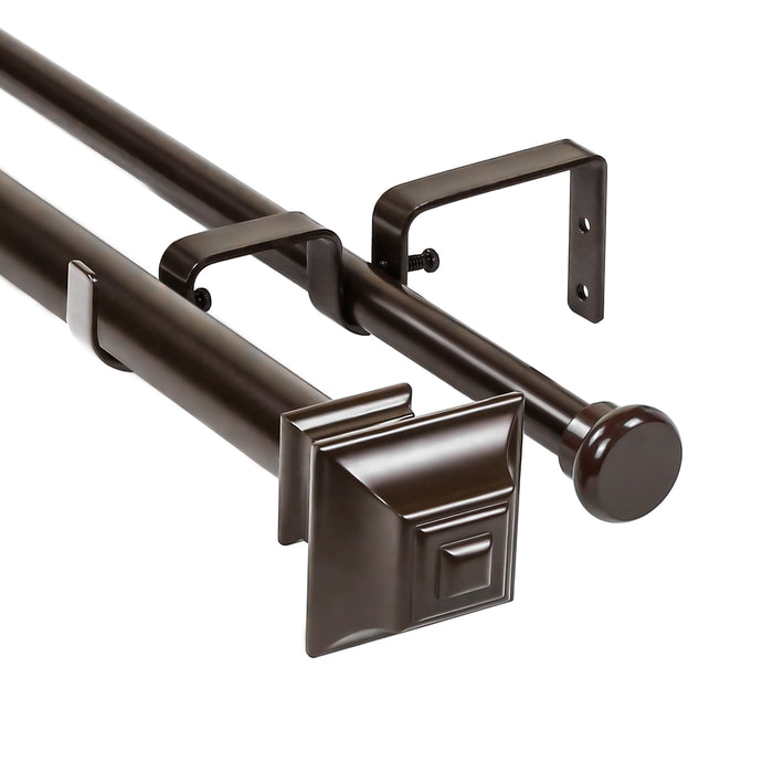 Urbanest Pila Flat Button 1-inch 5-8 inch Double Drapery Curtain Window Rod Set