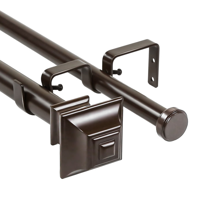 Urbanest Pila Flat Button 1-inch 3-4 inch Double Drapery Curtain Window Rod Set