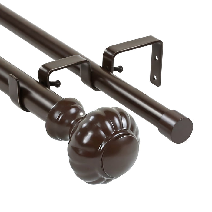 Urbanest Door Knob Manhattan 1-inch 3-4 inch Double Drapery Curtain Window Rod Set