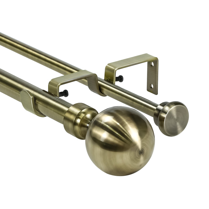 Urbanest Steel Ball Flat Button 1-inch 5-8 inch Double Drapery Curtain Window Rod Set