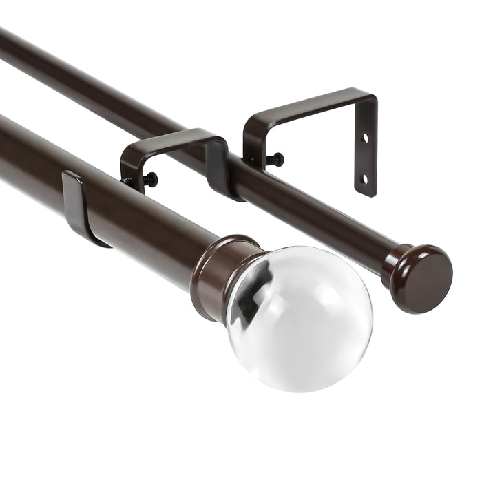 Urbanest Crystal Ball Flat Button 1-inch 5-8 inch Double Drapery Curtain Window Rod Set