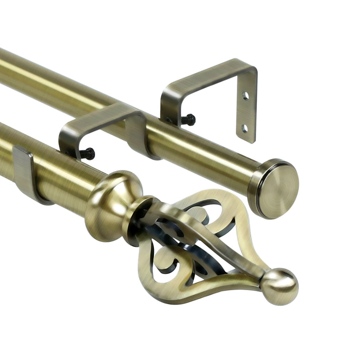 Urbanest Portia Flat Button 1-inch 3-4 inch Double Drapery Curtain Window Rod Set