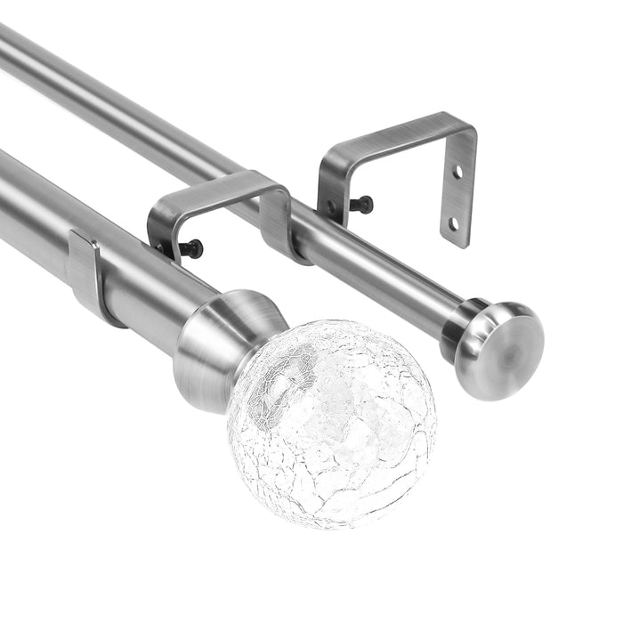 Urbanest Crackle Glass Flat Button 1-inch 5-8 inch Double Drapery Curtain Window Rod Set