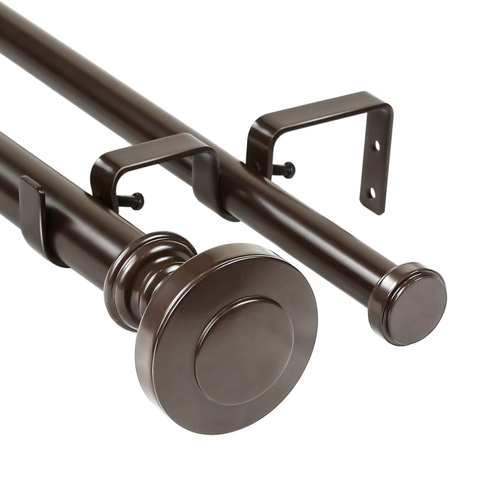 Urbanest Semplice Flat Button 1" 3/4" Double Drapery Curtain Window Rod Set