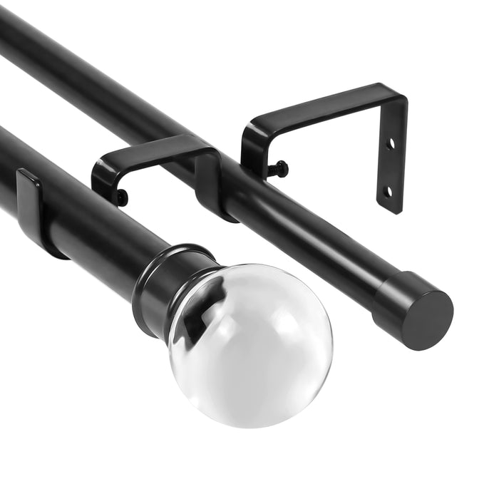 Urbanest Crystal Ball Manhattan 1-inch 3-4 inch Double Drapery Curtain Window Rod Set