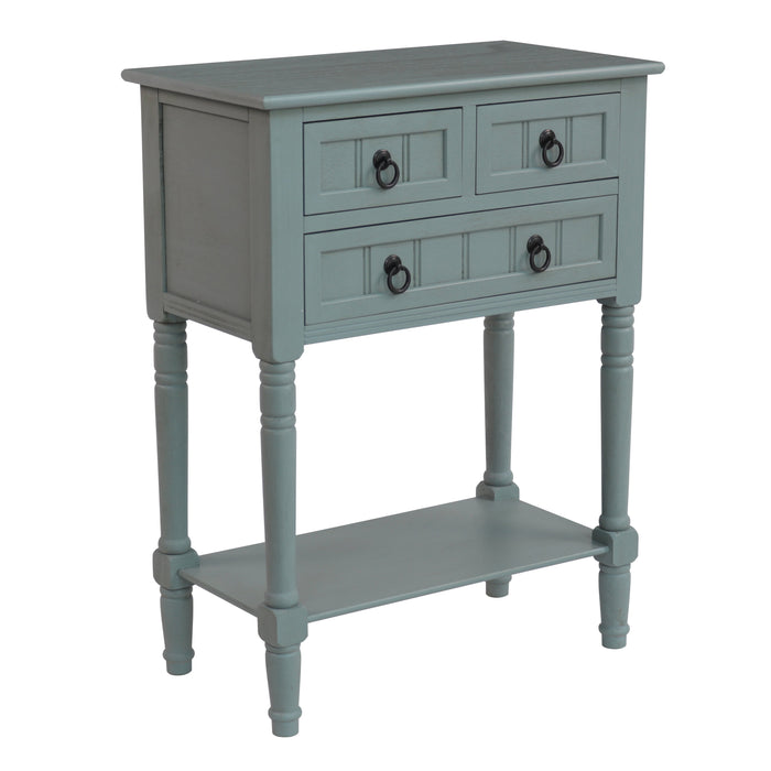Entryway Table with Storage, Rustic Small Console Table w/ 3 Drawers & Open Bottom Shelf, Skinny Wood Console Table, Narrow Sofa Side Table for Living Room, Foyer, Hallway, Entry Table