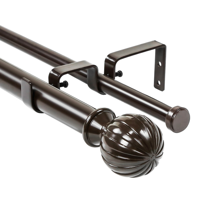 Urbanest Fluted Ball Manhattan 1-inch 5-8 inch Double Drapery Curtain Window Rod Set