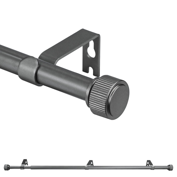 Urbanest 5/8" Diameter Adjustable Single Drapery Curtain Rod Set with Poignee Finials, 28"-48"/48"-84"/84"-120", Gun Metal, Pewter, Matte Gold