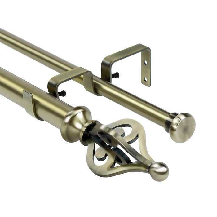 Urbanest Portia Flat Button 1-inch 5-8 inch Double Drapery Curtain Window Rod Set