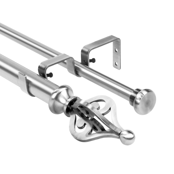Urbanest Portia Flat Button 1-inch 5-8 inch Double Drapery Curtain Window Rod Set