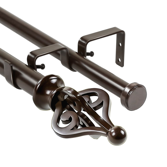 Urbanest Portia Flat Button 1-inch 3-4 inch Double Drapery Curtain Window Rod Set