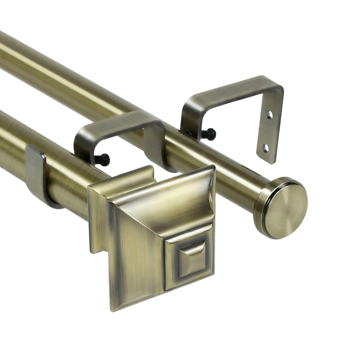 Urbanest Pila Flat Button 1-inch 3-4 inch Double Drapery Curtain Window Rod Set