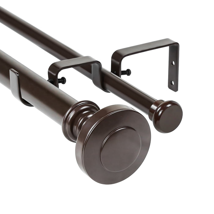 Urbanest Semplice Flat Button 1-inch 5-8 inch Double Drapery Curtain Window Rod Set