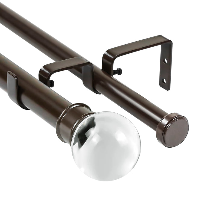 Urbanest Crystal Ball Flat Button 1" 3/4" Double Drapery Curtain Window Rod Set
