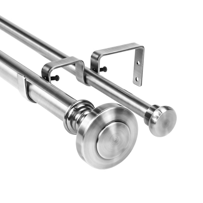 Urbanest Semplice Flat Button 1-inch 5-8 inch Double Drapery Curtain Window Rod Set