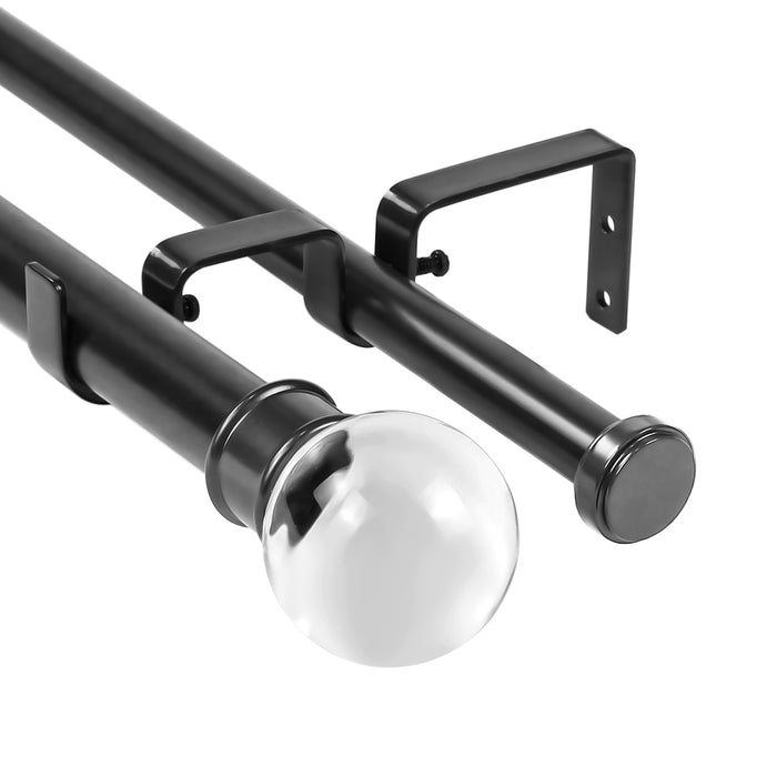 Urbanest Crystal Ball Flat Button 1" 3/4" Double Drapery Curtain Window Rod Set