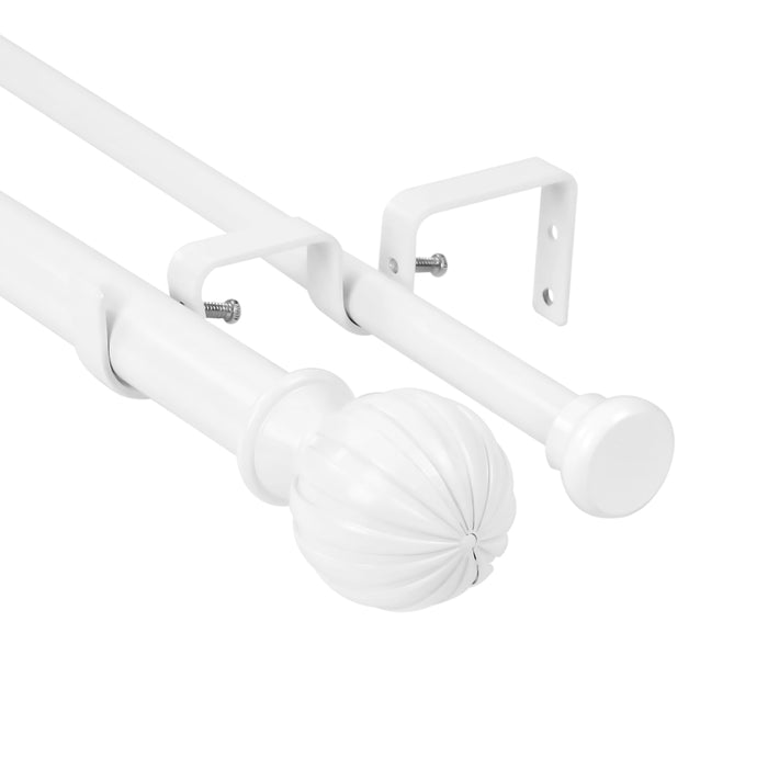 Urbanest Fluted Ball Flat Button 1-inch 5-8 inch Double Drapery Curtain Window Rod Set