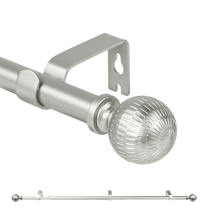 Ridicili 5/8" Single Telescoping Curtain Rod with Reticulated Ball Finials
