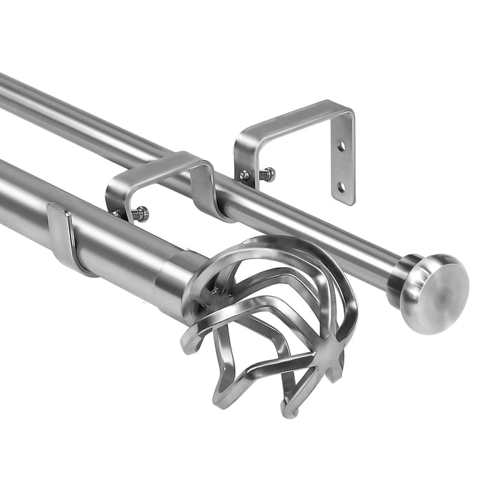 Urbanest Zeffoli Flat Button 1-inch 5-8-inch Double Drapery Curtain Window Rod Set