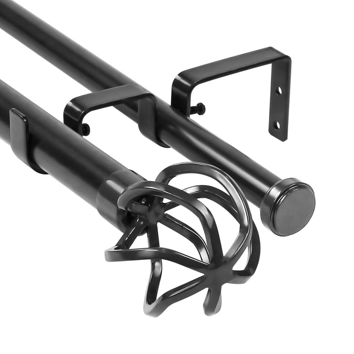 Urbanest Zeffoli Flat Button 1-inch 3-4 inch Double Drapery Curtain Window Rod Set