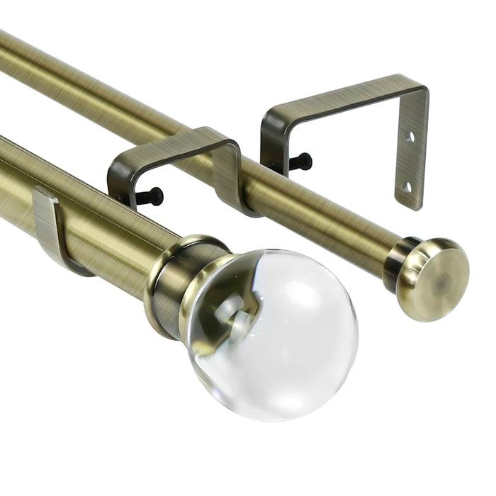 Urbanest Crystal Ball Flat Button 1-inch 5-8 inch Double Drapery Curtain Window Rod Set