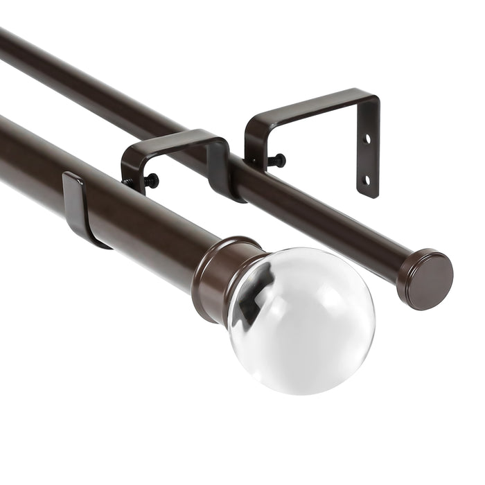 Urbanest Crystal Ball Manhattan 1-inch 5-8 inch Double Drapery Curtain Window Rod Set