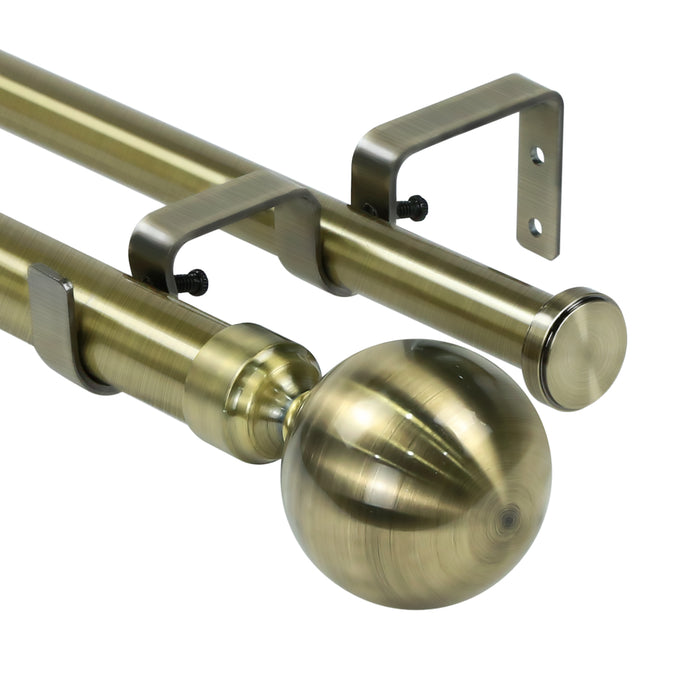 Urbanest Steel Ball Flat Button 1" 3/4" Double Drapery Curtain Window Rod Set