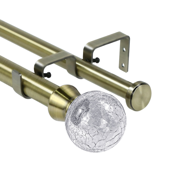 Urbanest Crackle Glass Flat Button 1-inch 3-4 inch Double Drapery Curtain Window Rod Set