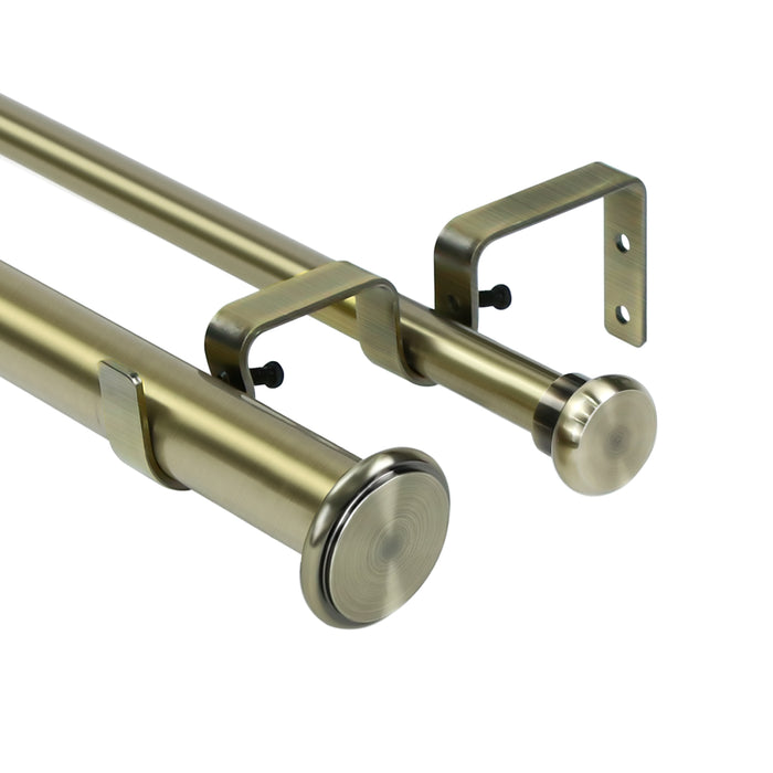 Urbanest Bouton Flat Button 1-inch 5-8 inch Double Drapery Curtain Window Rod Set