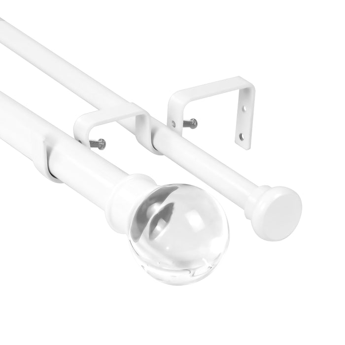 Urbanest Crystal Ball Flat Button 1-inch 5-8 inch Double Drapery Curtain Window Rod Set